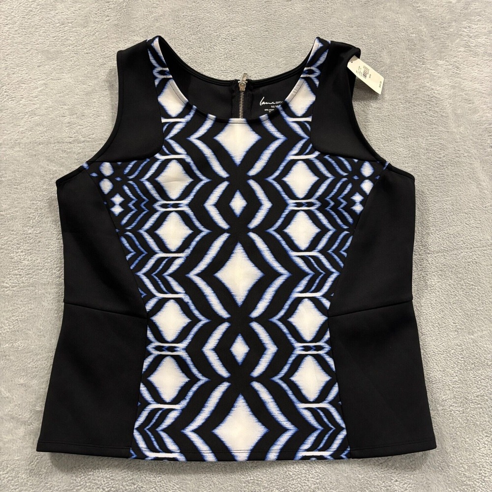 Lane Bryant Top Womens 14/16 Sleeveless Stretch‎ Blouse Multicolor Short NWT Zip